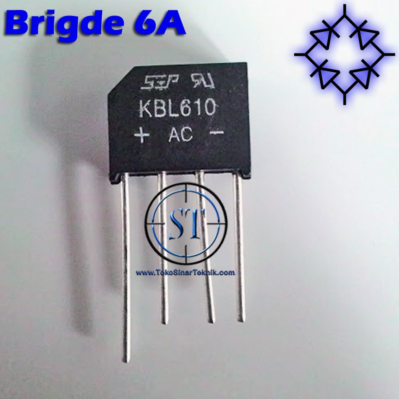 Dioda Bridge 6a Sisir 1000v Jembatan Rectifier 4 Dioda Kbl610
