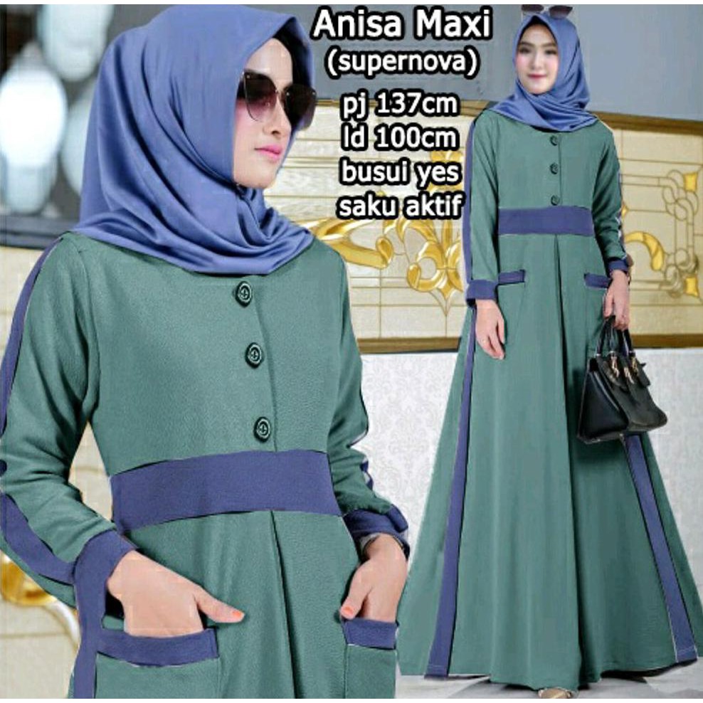 Sale Cn 7236 Melinda Maxi Pocket Katun Dress Terusan Gamis Syari