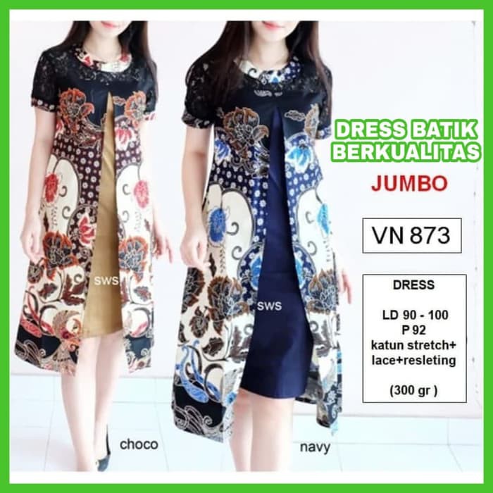 Jual Dress Batik Wanita Big Size Bigsize Dress Batik Modern Jumbo Terbaru Diskon Shopee Indonesia