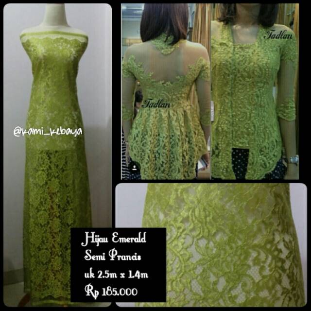 Kain kebaya full sequin warna hijau emerald. Jual Bahan Kebaya Semiprancis Hijau Emerald Indonesia Shopee Indonesia