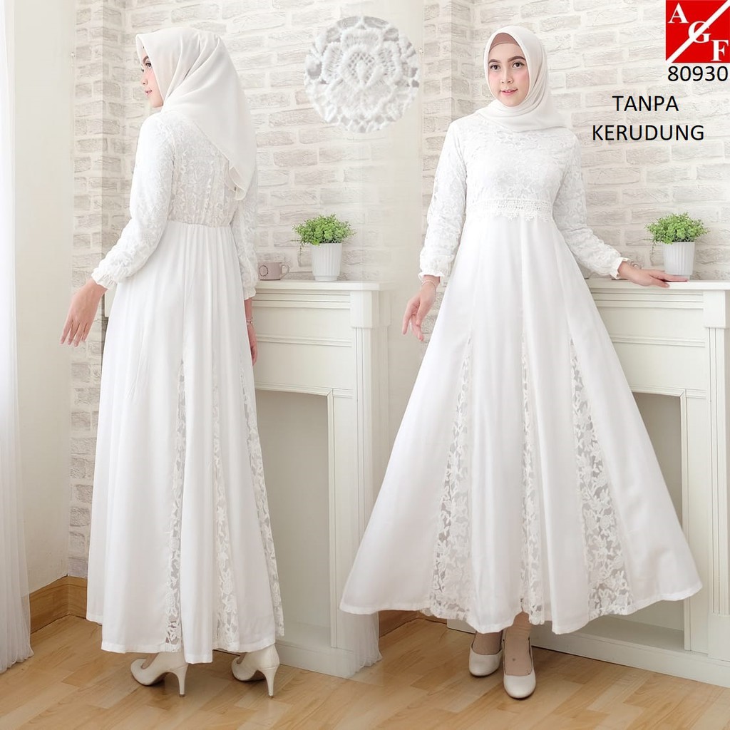 Ekslusif Baju Gamis Wanita Terbaru Gamis Putih Ginda Syari White