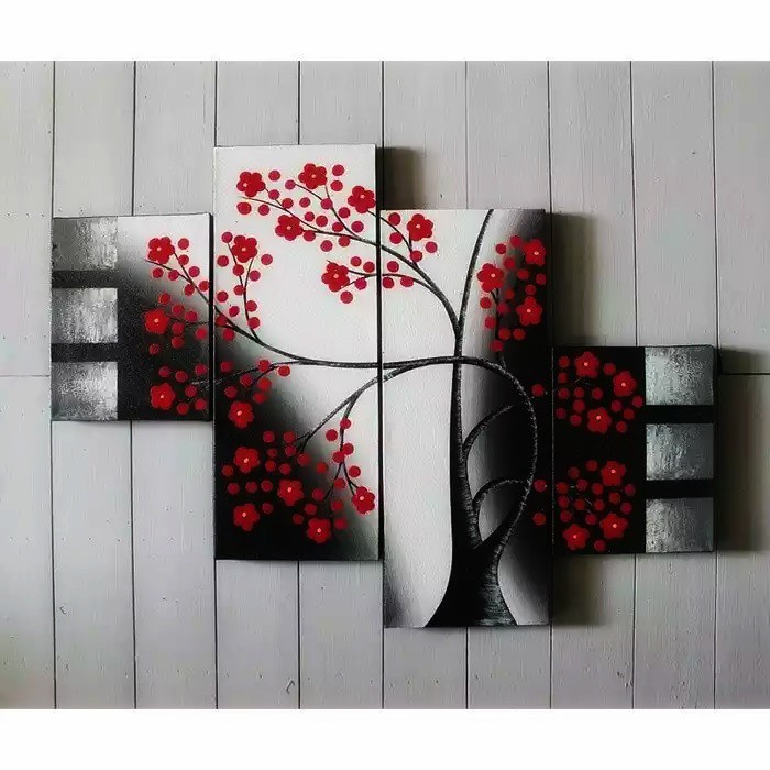 Jual Hiasan Dinding Lukisan Abstrak Sakura Merah Hitam Putih Indonesia|Shopee Indonesia 700_X_700_jpg