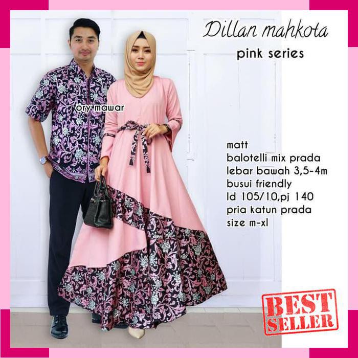 Baju Batik Gamis Wanita Sarimbit Pesta Couple Muslim Keluarga