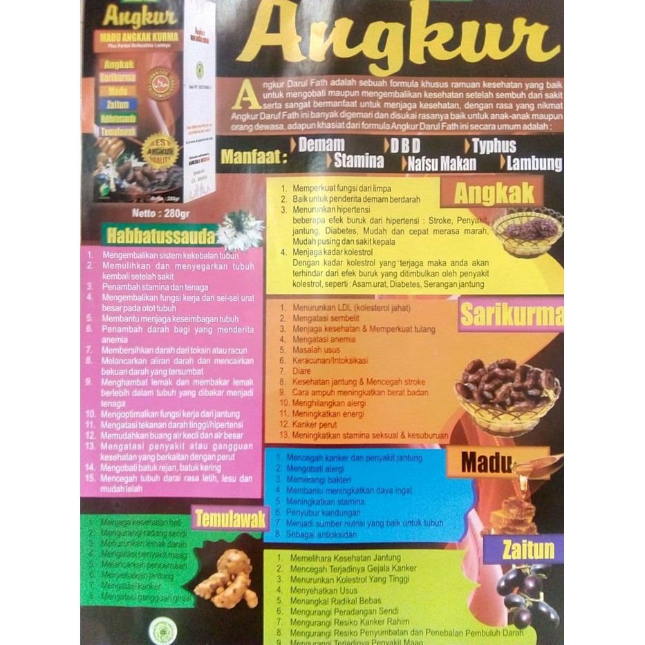 024 Madu Angkak Kurma Angkur Asli Herbal Alami Atasi Dbd Thypus