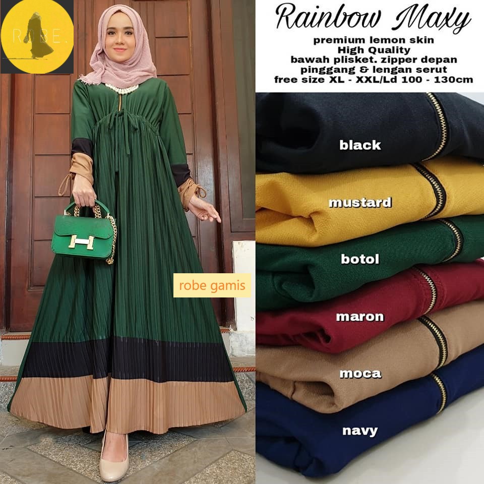 Rainbow Maxy Gamis Kekinian Dress Kekinian Murah Shopee