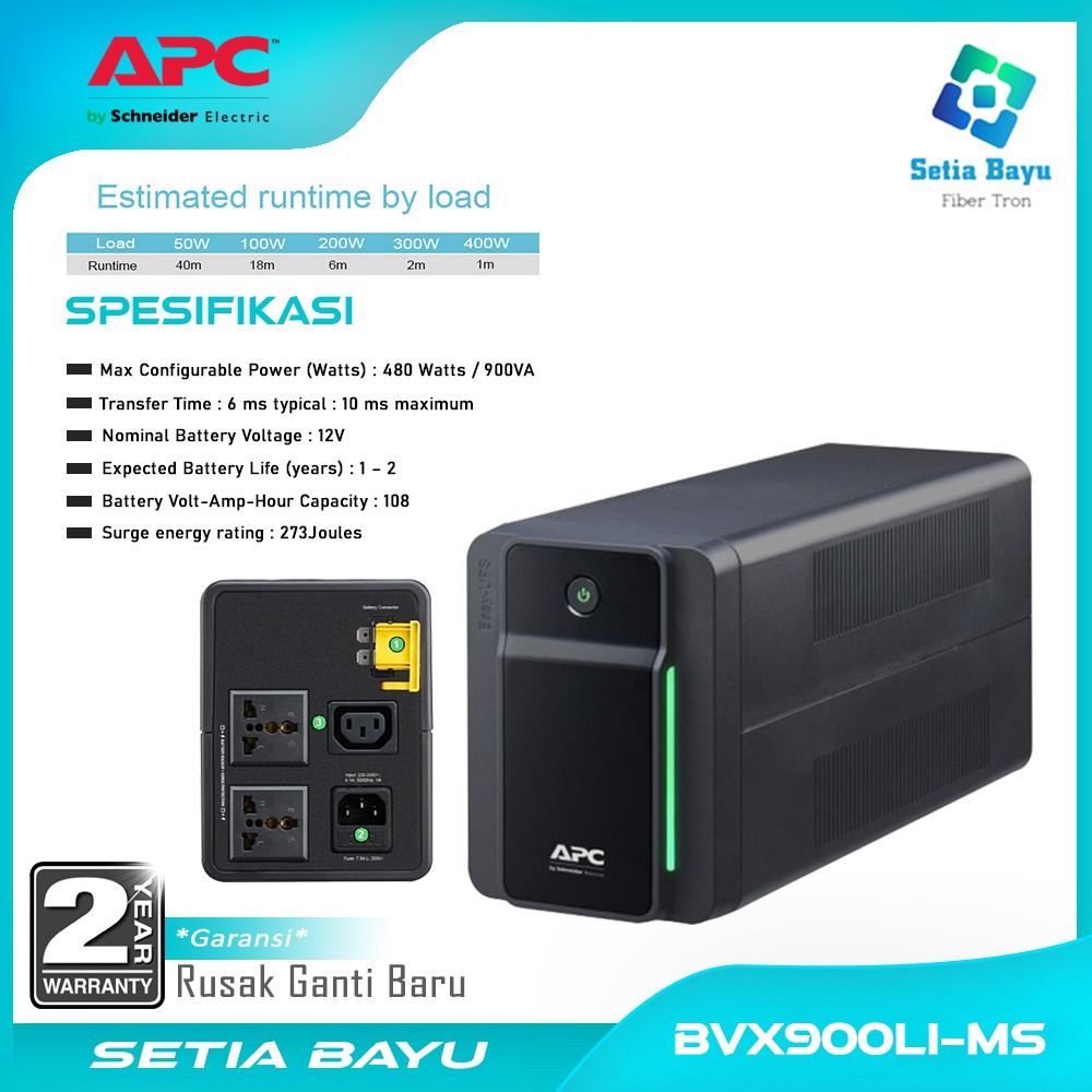 Batteryguy replacement rechargeable battery pack for apc smart ups 900. Jual Ups Apc Easy Ups Bvx900li Ms Bvx 900va 480w Indonesia Shopee Indonesia