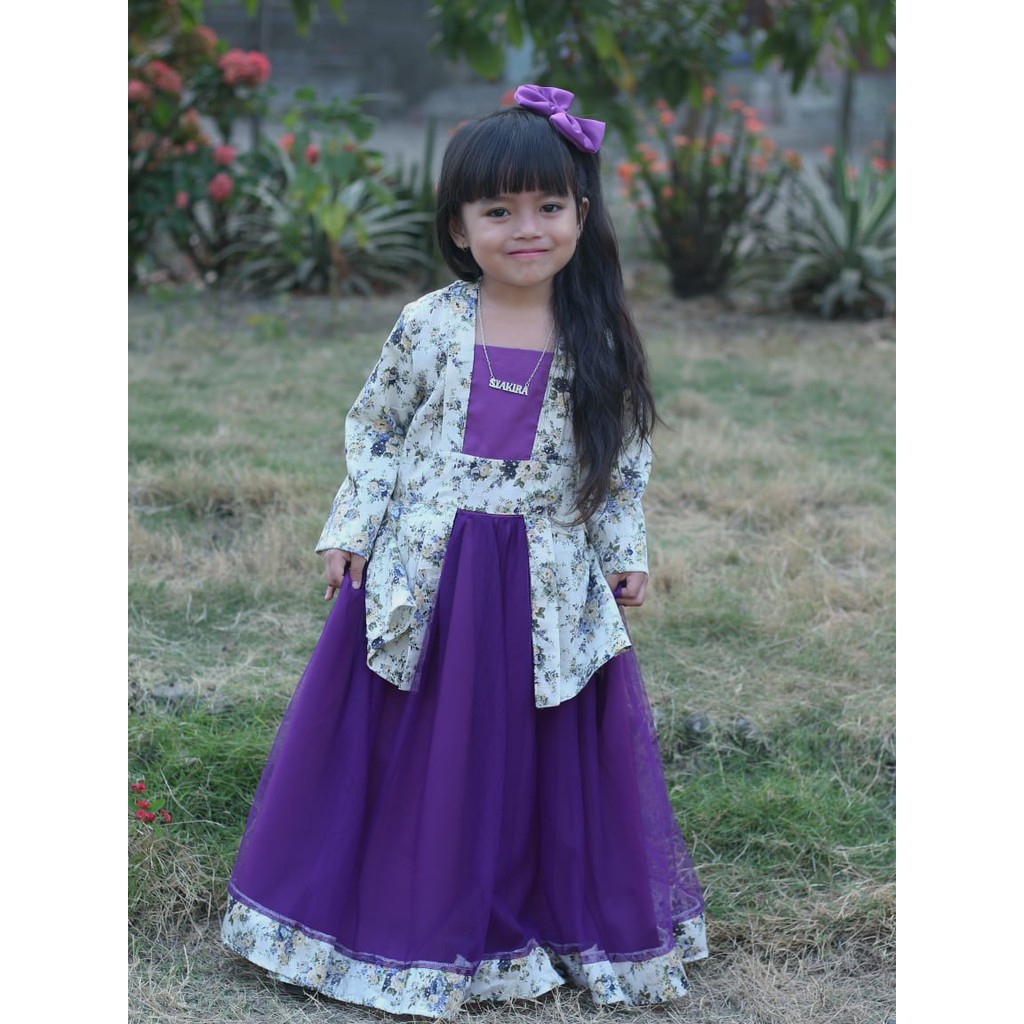 Gamis Anak Model Benazir Warna Ungu Usia 4 5 Tahun Shopee Indonesia