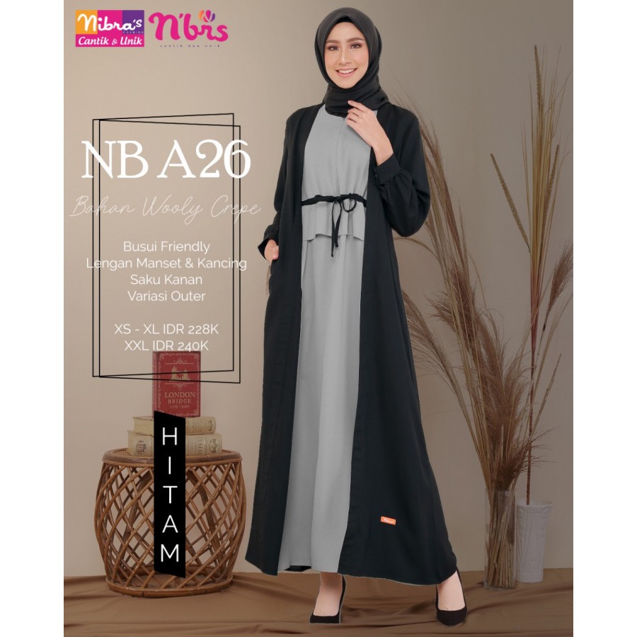 Nibras Nb A26 Hitam Gamis Cardigan Gamis Nibras Terbaru