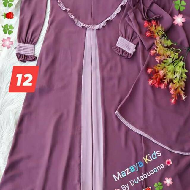Set Gamis Anak Perempuan Syar I Jilbab Khimar Bolong Panjang