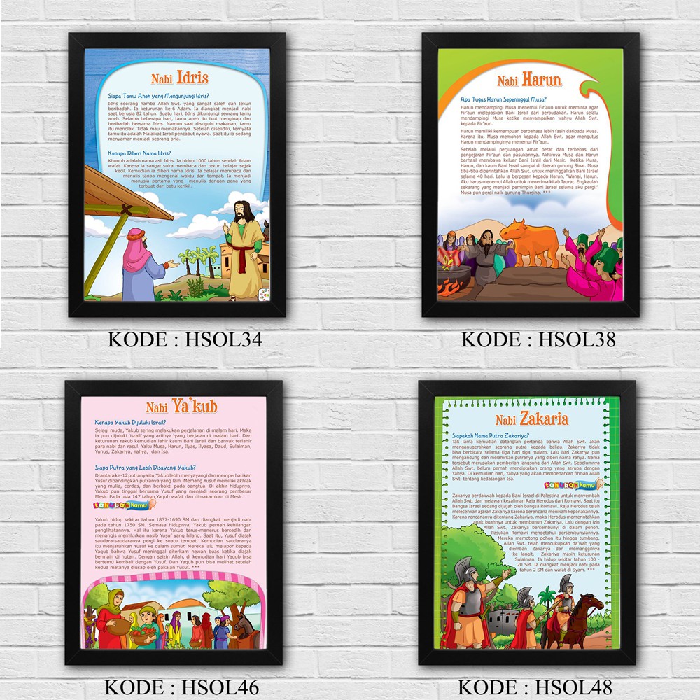 Hiasan dinding dekorasi rumah MUSLIM Kisah Nabi pajangan poster ANAK ukuran  A4 | Shopee Indonesia
