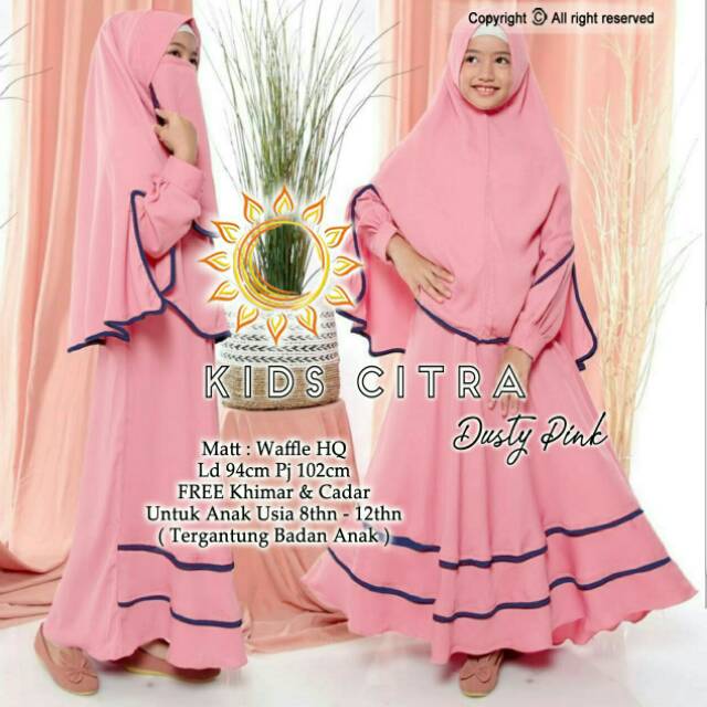 Kids 8 12 Tahunbcitra Free Khimar Cadar Gamis Syari Anak
