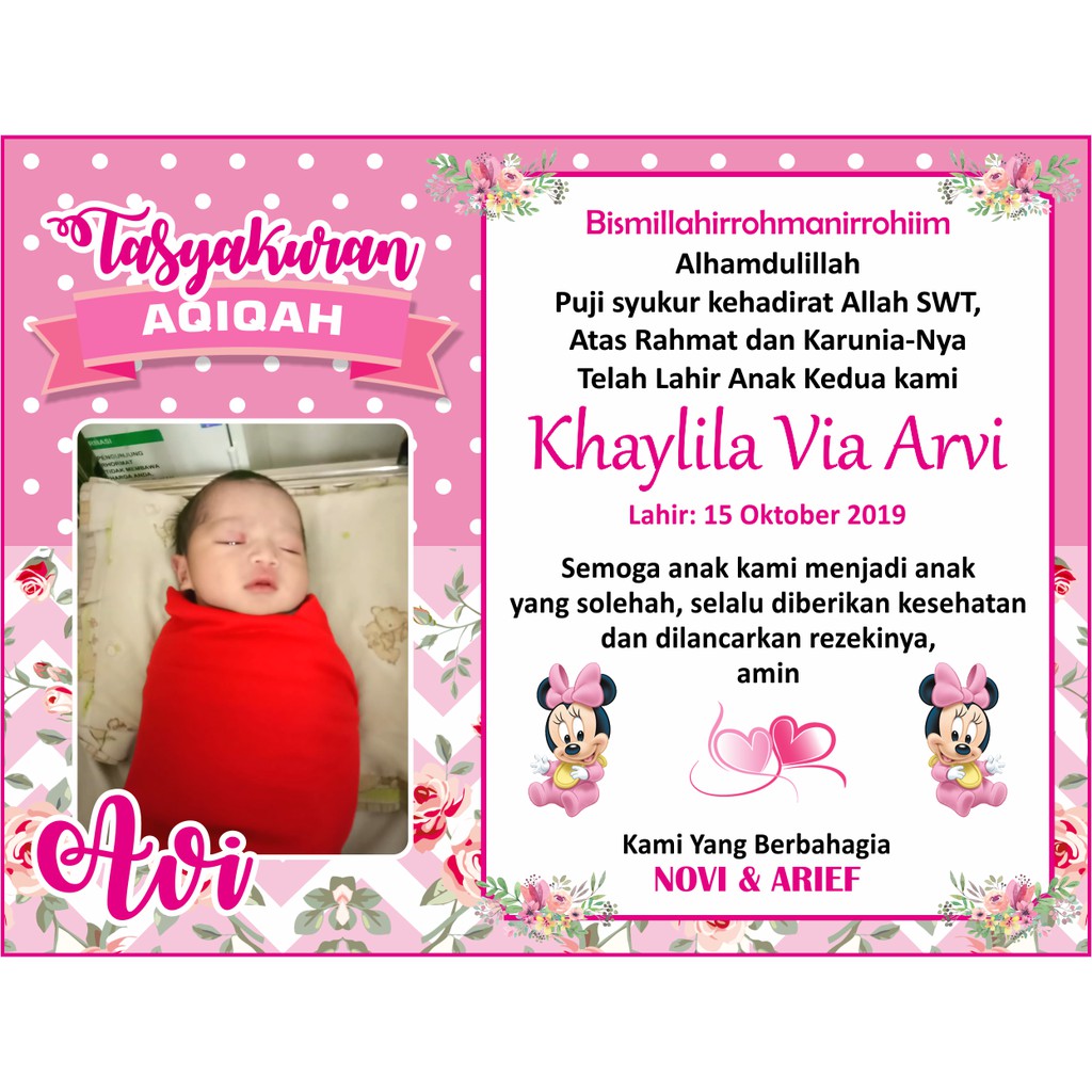 Sehingga pelaksanaan aqiqah contohnya dilakukan . Kartu Undangan Aqiqahan Lakaran