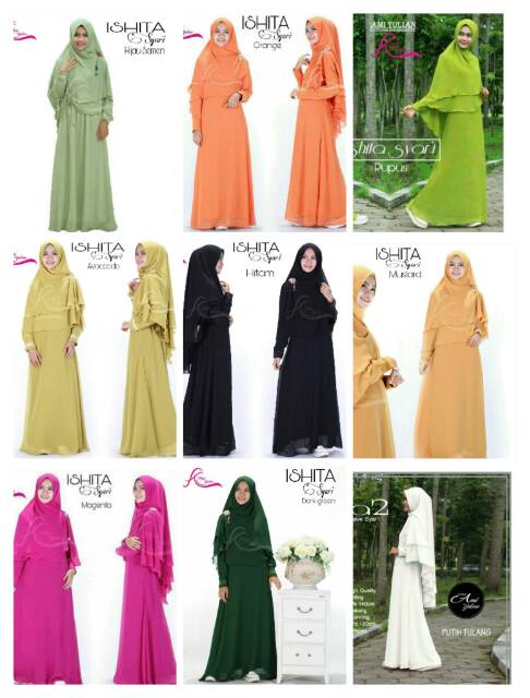 Gamis Ishita Syari Ori Ami Yulian Longdress Maxi Cerutty Premium