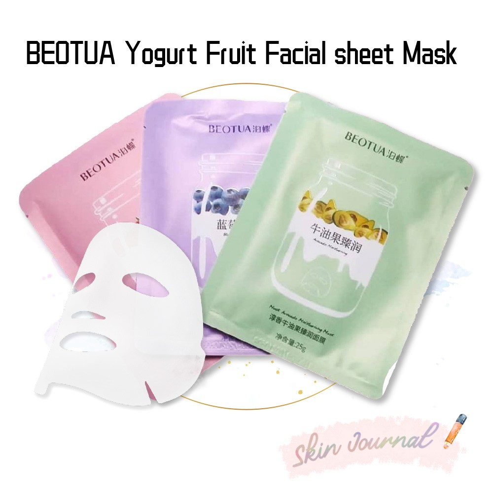 Rorec natural skin care mask sheet masker wajah di tokopedia ∙ promo pengguna. BEOTUA Yogurt Fruit Facial sheet Mask Blueberry Avocado