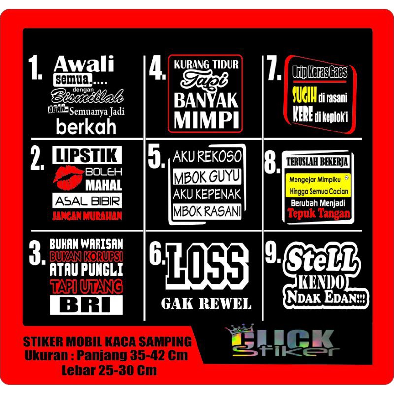 Quotes bijak dan lucu yang terpampang di bak truk atau mobil box menjai hiburan tersendiri saat kendaraan itu melintas di depan kita. Stiker Kaca Mobil Pick Up Mobil Truk Shopee Indonesia