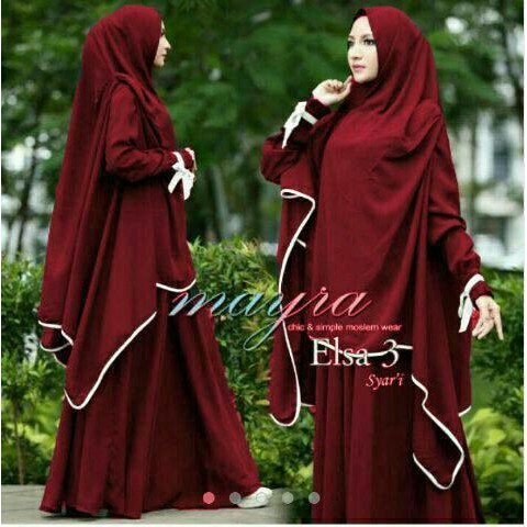 Gamis Terbaru 2017 Elsa Syar I Maroon Gamis Syar I Busui Warna