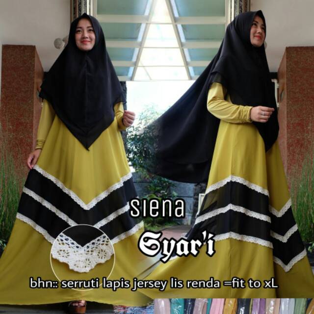 Siena Syari Gamis Mewah Warna Lime Hitam Ada Shopee Indonesia