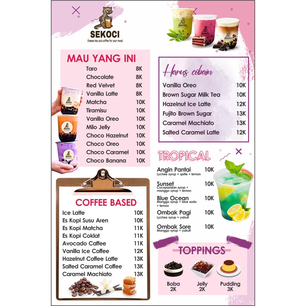 images Boba Contoh Daftar Menu Minuman Kekinian jasa desain menu banner brosur logo minuman