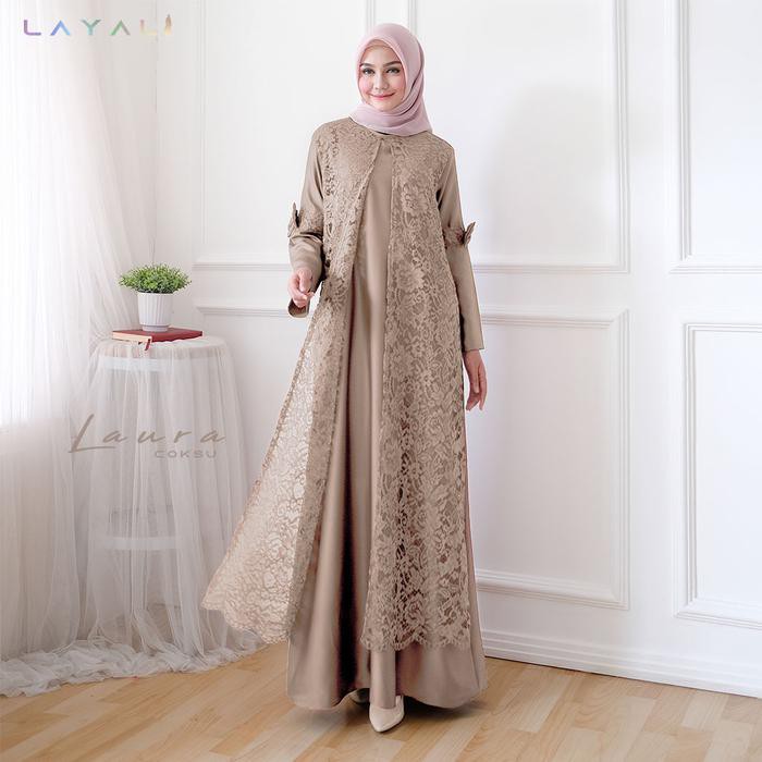 Gamis Wanita Dress Brokat Laura By Layali Big Size Xxl Coksu Harga Promooo Shopee Indonesia