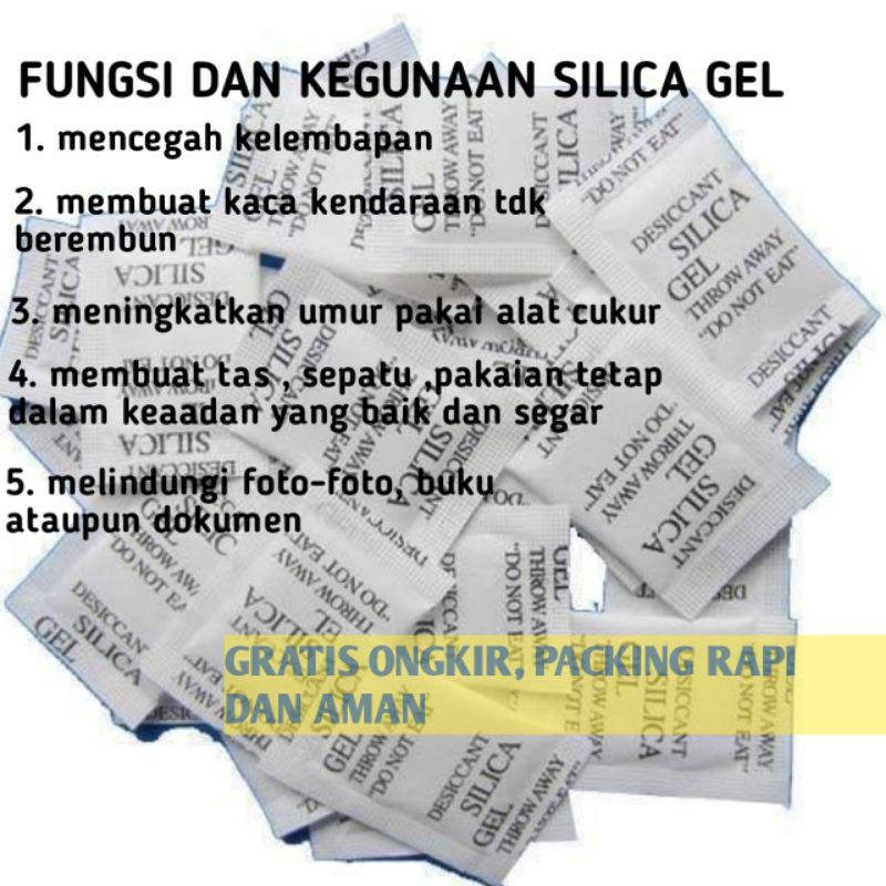 Jual Silica Gel Natural 1 Pack Isi 100 Sachets 1 Gram Silicagelstuff Silica gel berguna sebagai desiccantdesikator yaitu pengering produk dengan cara menyerap kelembapan atau molekul air di udara.