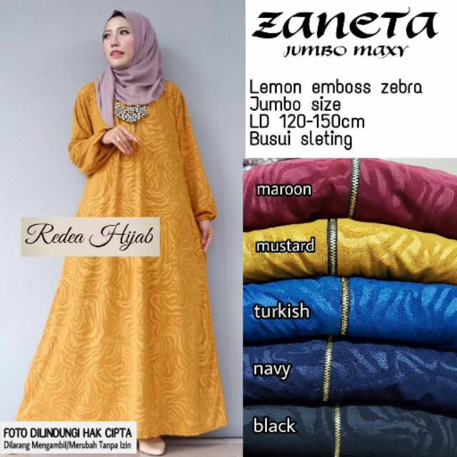Baju Gamis Jumbo Polos Embos Elegant Long Dress Big Size Modern