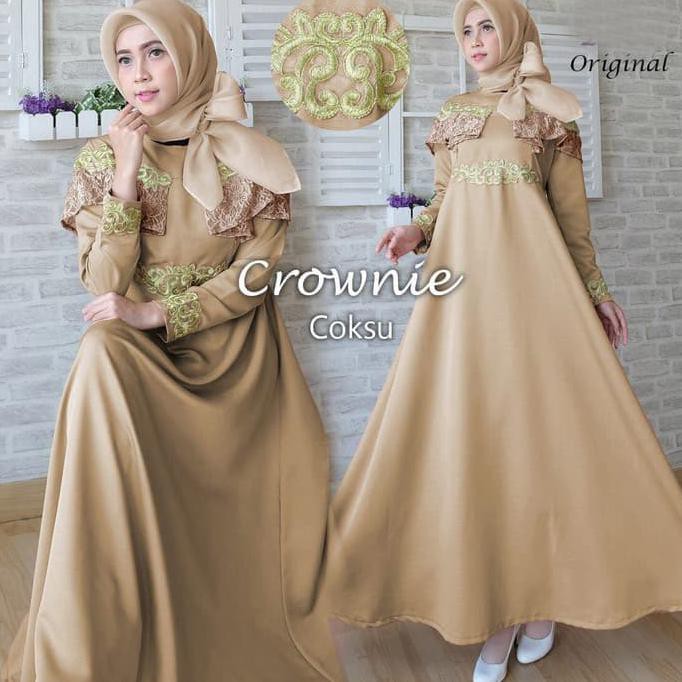 Baju Gamis Pesta Muslim Remaja Wisuda Clarisa Brokat Brukat Coksu