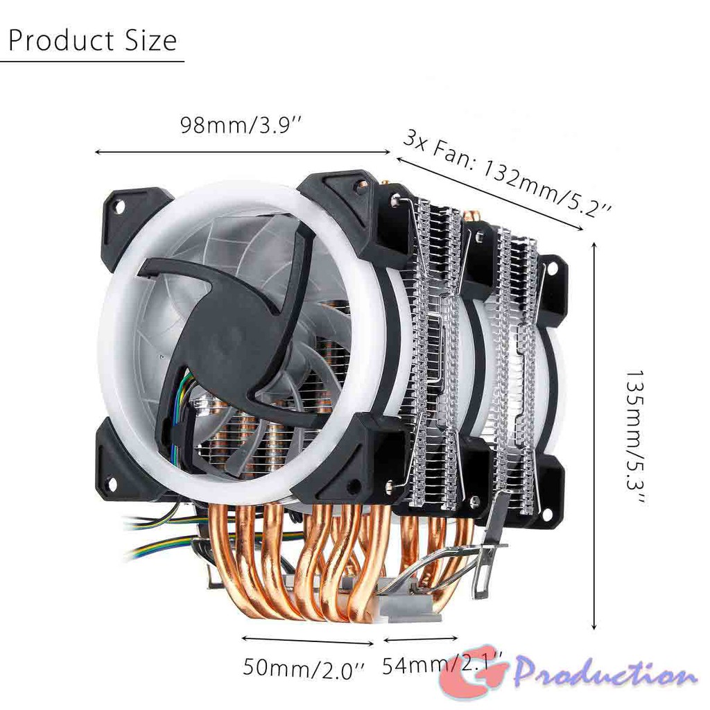 HSF CPU Cooler Lanshuo inline Dual Tower 6 Heatpipe 3 Fan RGB | Shopee  Indonesia