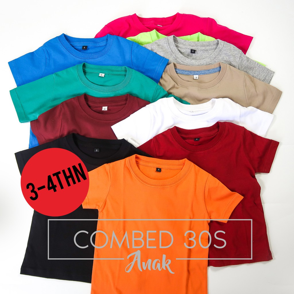 harga roll kain katun cotton combed 30s dan 24s / jersey polos. Kaos Polos Anak Katun Combed 30s Usia 3 4 Tahun Tahun Murah Harga Grosir Shopee Indonesia