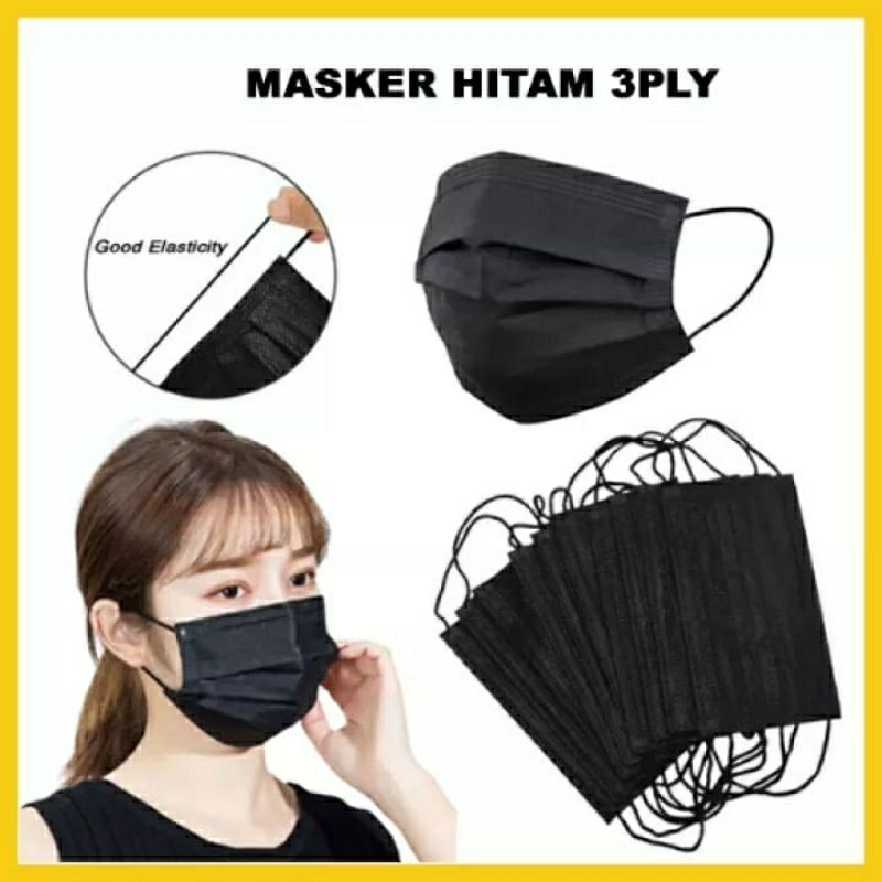 Jual Face Mask / Masker Hitam / Masker Kuping Hitam / Masker 3 Layer Warna Hitam Indonesia|Shopee Indonesia 800_X_800_jpg