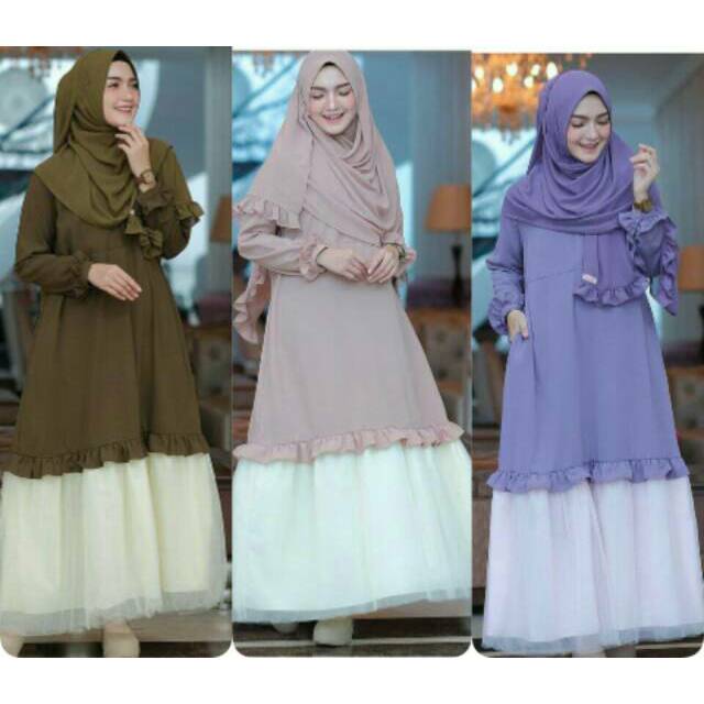 Silvia Maxy Dress Kombinasi Tutu Gamis Tutu Lucu Maxy Dress Remaja