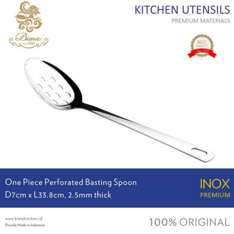 Bima Perforated Basting Spoon 7cmx33.8cm 2.5mm Thick Inox BP0112504NP |  Shopee Indonesia