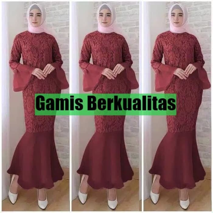 Terpopuler Baju Gamis Muslim Wanita Brukat Mermaid Duyung Pesta