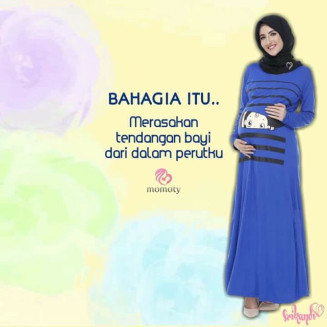 Gamis Ibu Hamil Maxi Dress Biru Electric Kekinian Keren Shopee