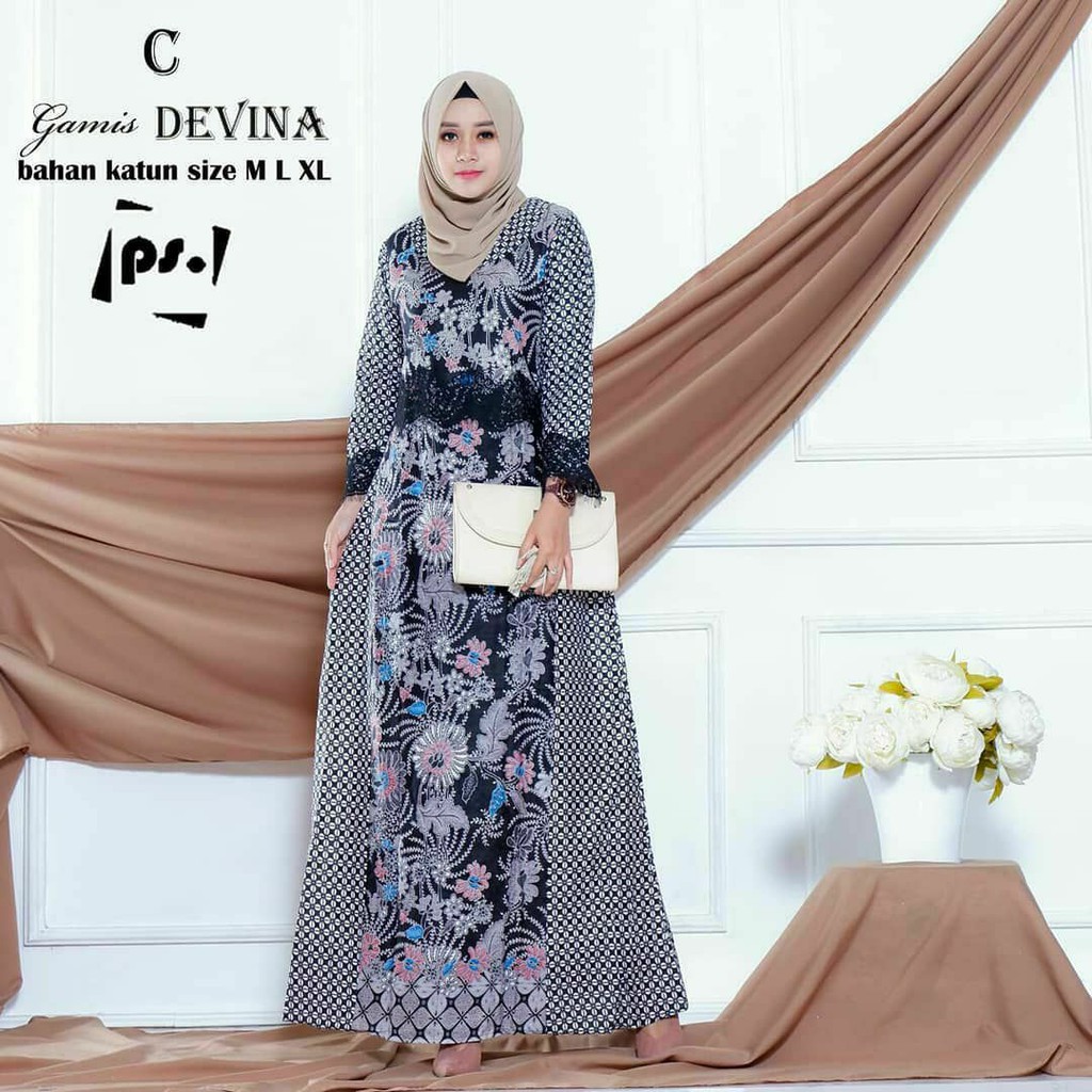 Baju Gamis Batik Busana Muslim Wanita Terbaru Jumbo Termurah