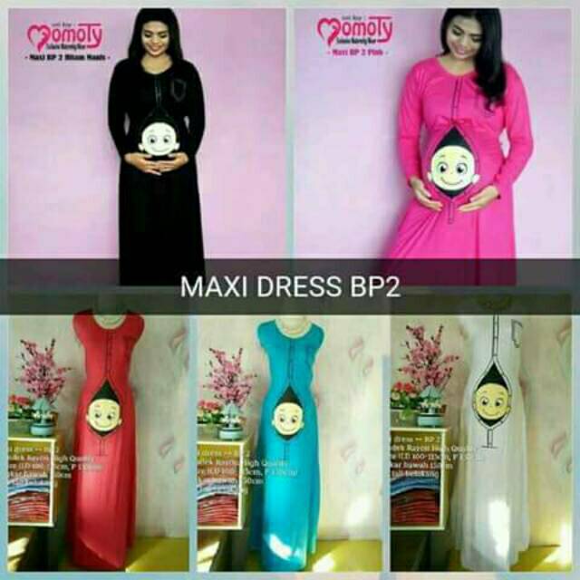 Cuci Gudang Momoty Maxi Dress Gamis Ibu Hamil Lucu Unik Kado