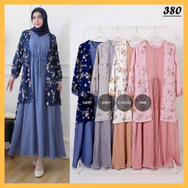 Anisputra Hijab Gamis Plisket Gamis Terbaru Gamis Motif Bunga
