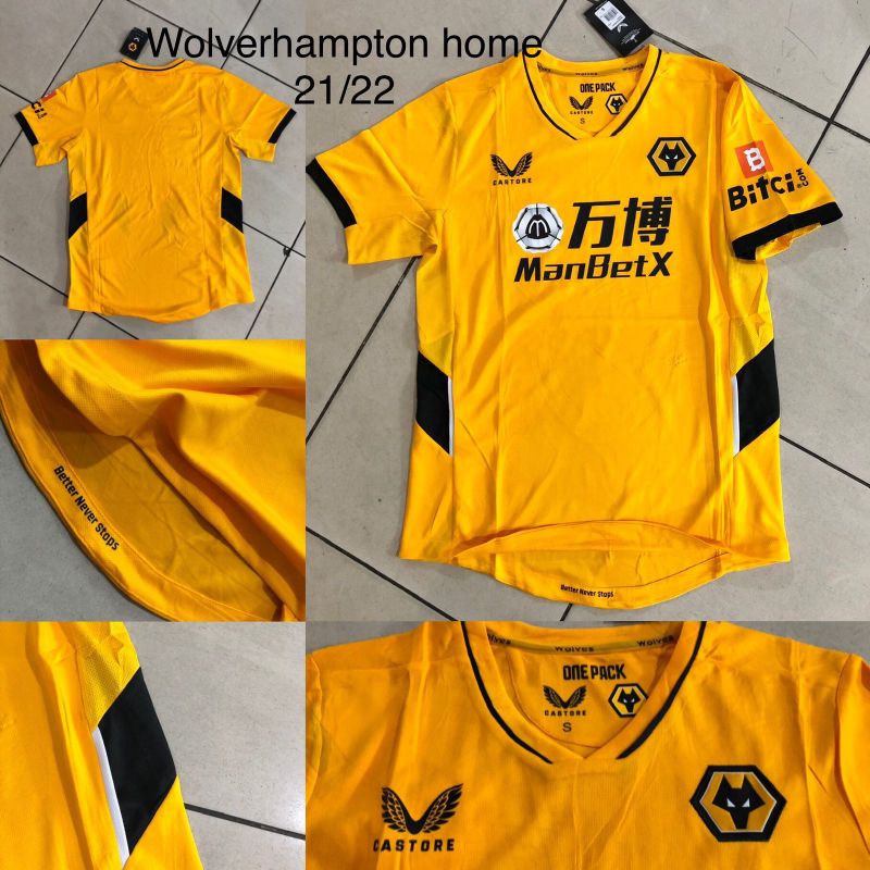Shop the castore wolverhampton wanderers pro third shirt 2021 2022 from uk's no.1 sports retailer. Jual Jersey Bola Wolverhampton Wolves Home New 2021 2022 Grade Ori Import Indonesia Shopee Indonesia