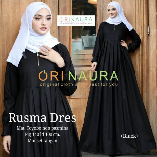 Murah Rusma Maxi Dress Gamis Muslim Katun Botega Toyobo Ori Naura
