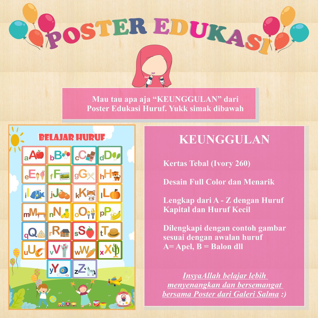 POSTER EDUKASI ANAK BALITA POSBEL MENGENAL HURUF ALFABET ABJAD ALPHABET  POSTER PENDIDIKAN ANAK PAUD | Shopee Indonesia