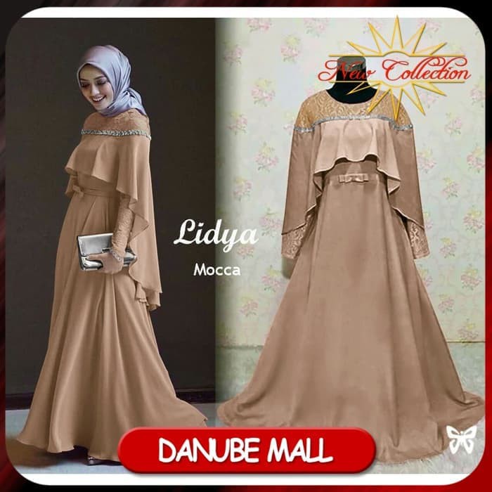 Gamis Syari Muslimah Maxi Dress Lydia Gaun Pesta Wanita Elegan