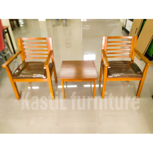 Kursi tamu kayu dengan meja kursi teras minimalis | Shopee Indonesia