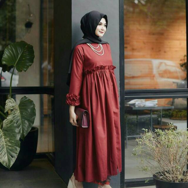 Yusra Dress Gamis Baju Muslim Ibu Hamil Bumil Baju Murah