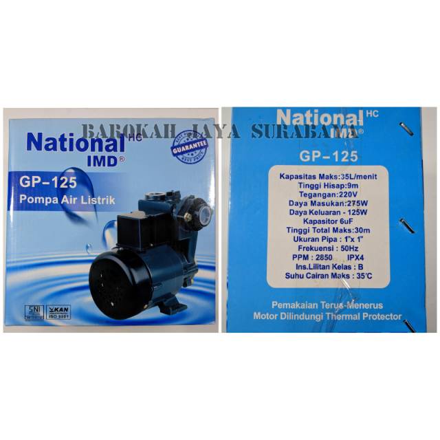 Pompa Air National 125 Watt Sni