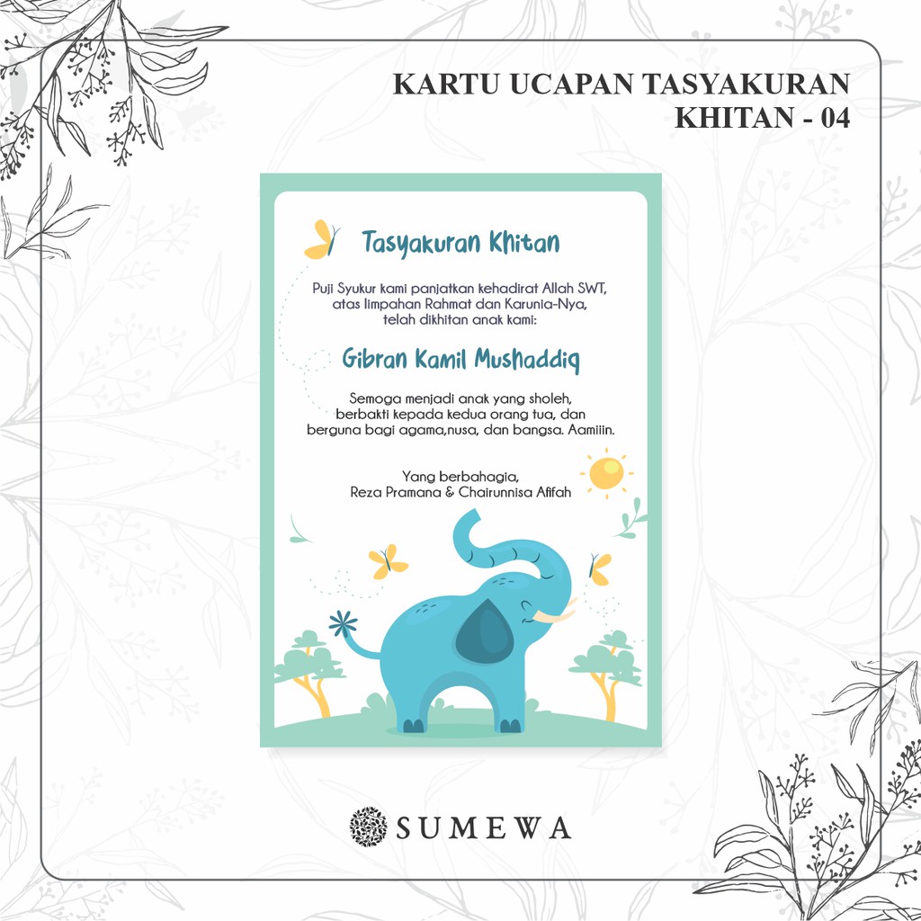 Cetak kartu ucapan tasyakuran aqiqah aqiqoh selapan kelahiran anak. Kartu Ucapan Tasyakuran Khitanan 04 Shopee Indonesia