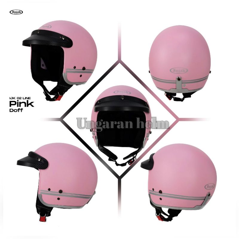 Jual helm injak pink doff retro