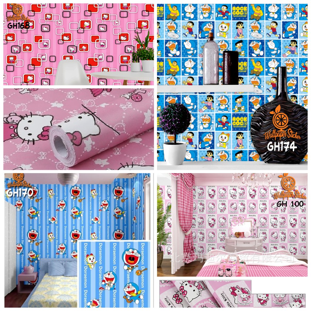 Wallpaper dengan motif bunga dan motif hello kitty masih sangat. TERMURAH COD BAYAR DITEMPAT Wallpaper Stiker Dinding 3D