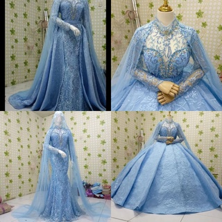 Gbl 122 ~ luxurious price: Jual Gaun Pengantin Baby Blue Dengan Taburan Mutiara Indonesia Shopee Indonesia
