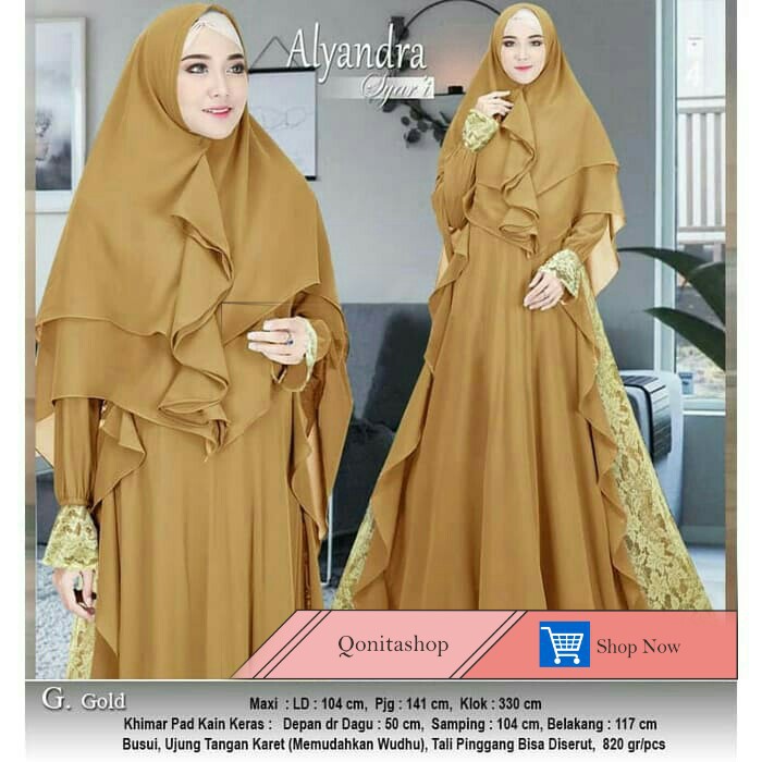 Bk087 Baju Gamis Syari Mewah Dan Elegan Set Gamis Khimar Bahan