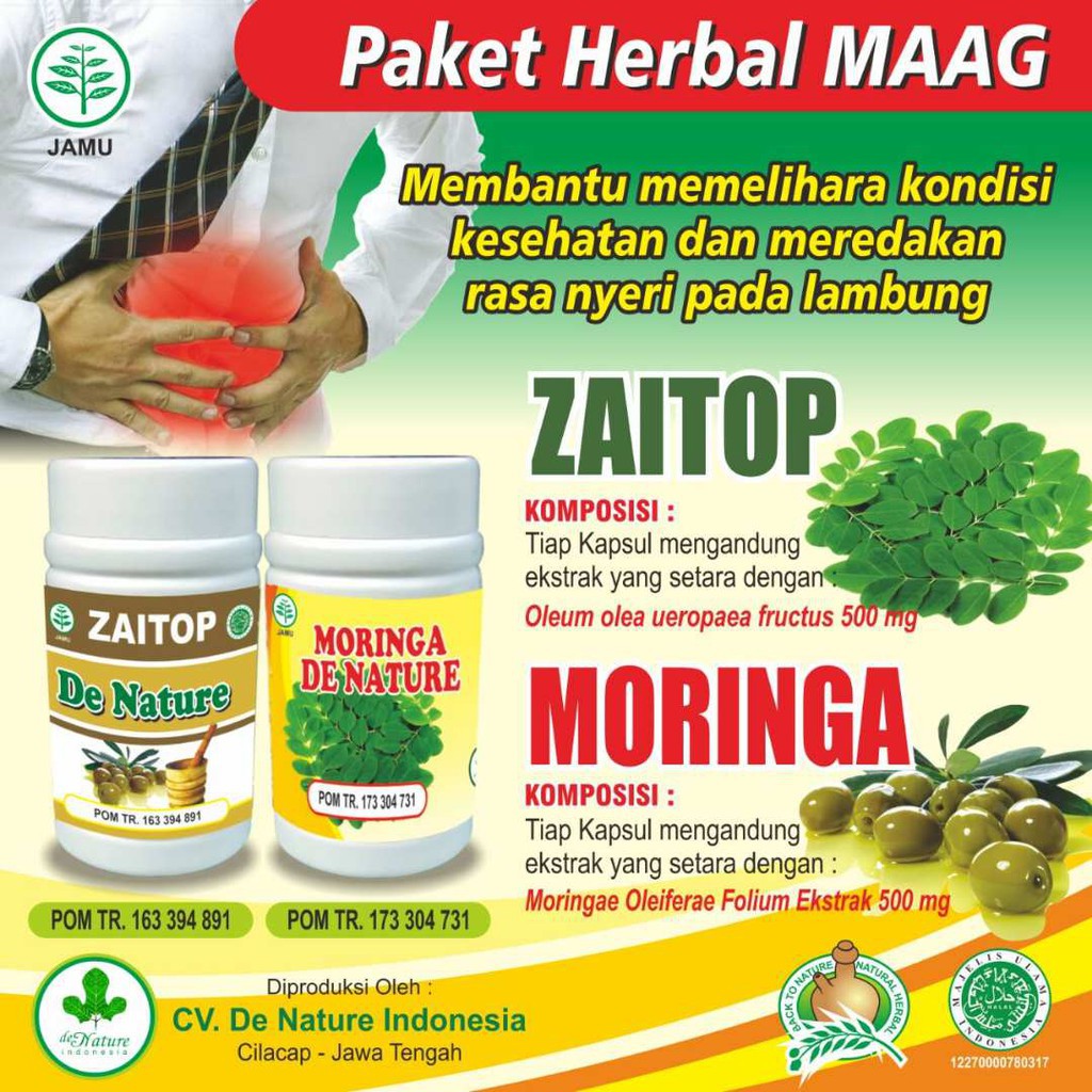 Obat Sakit Perut Maag Dan Asam Lambung Herbal Alami Zaitop Moringa