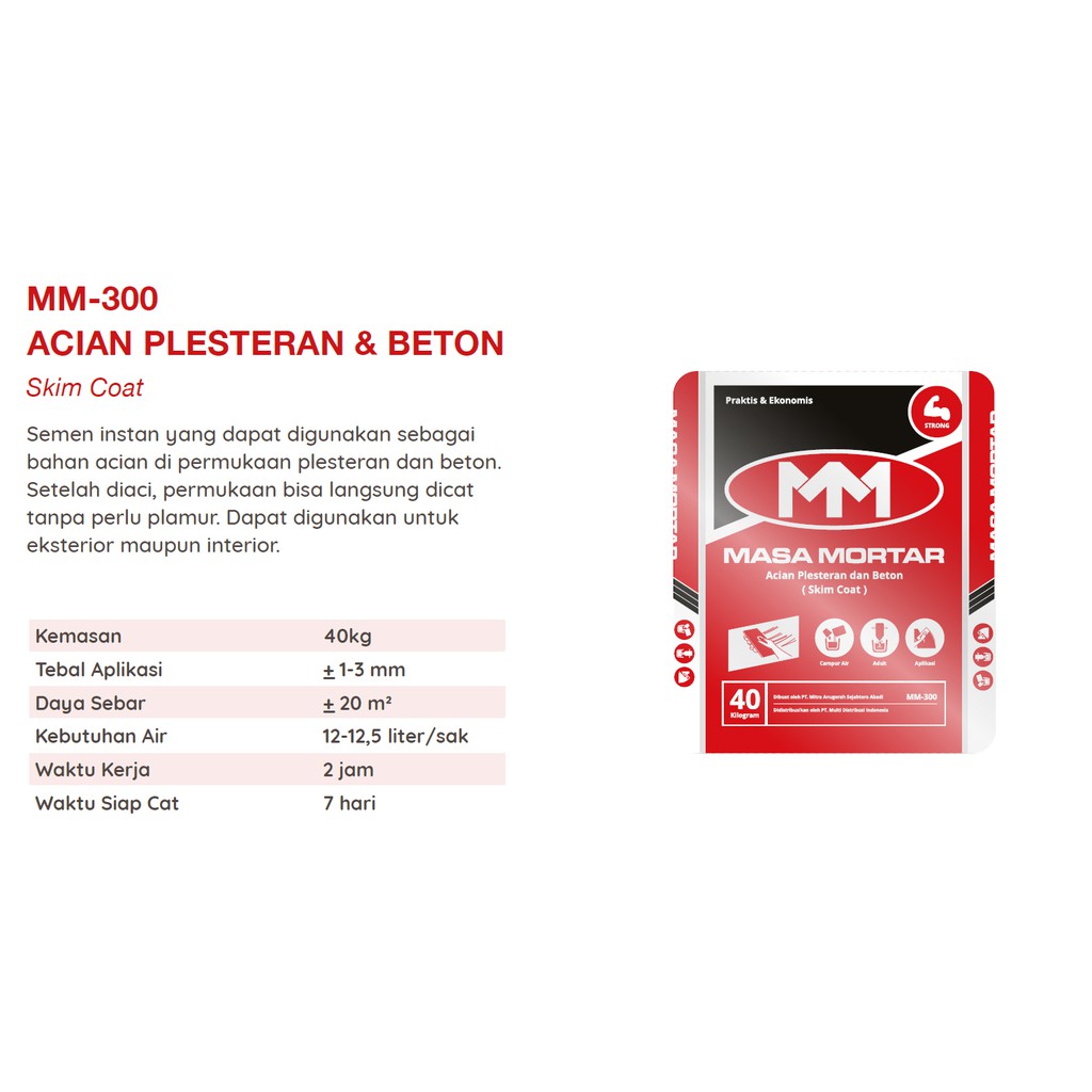 Jual Semen MASA MORTAR MM 300 Acian Plesteran Dan Beton Skim Coat  Indonesia|Shopee Indonesia